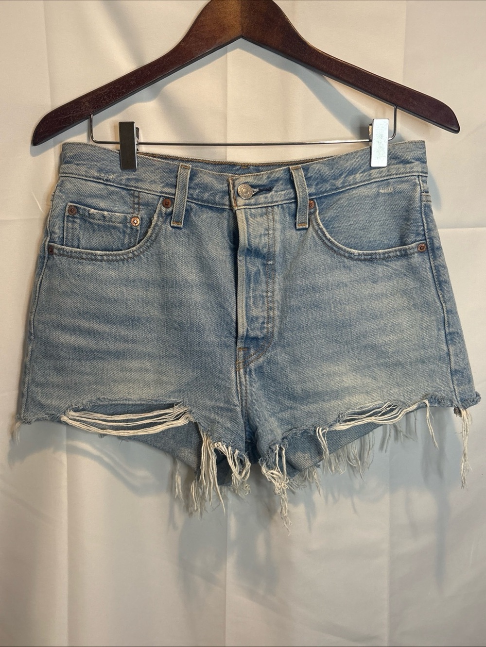 Levi's Light Blue Distressed Cutoff Denim Shorts